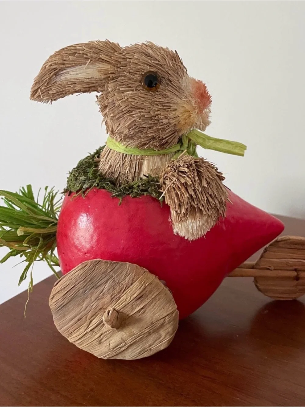 Pier 1 Sisal Rabbit Easter Bunny Riding Turnip
